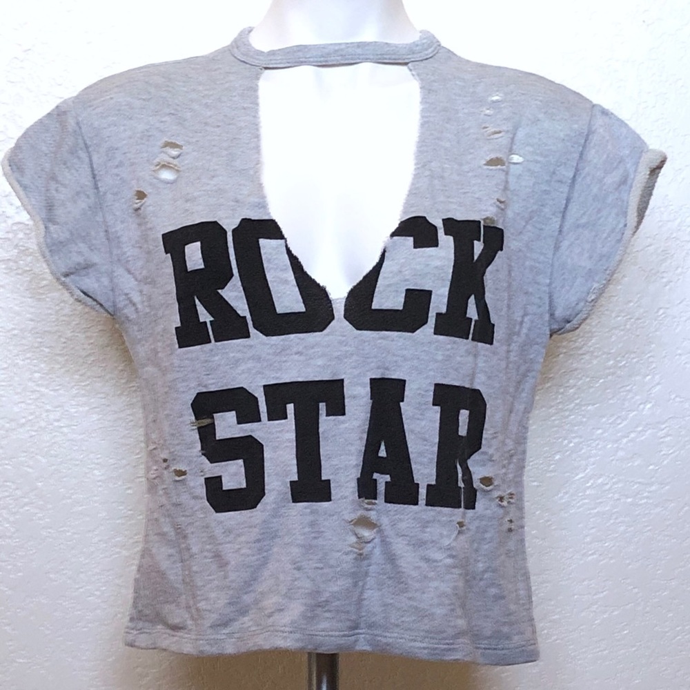 OBOE grey Rock Star short sleeve top sz. M